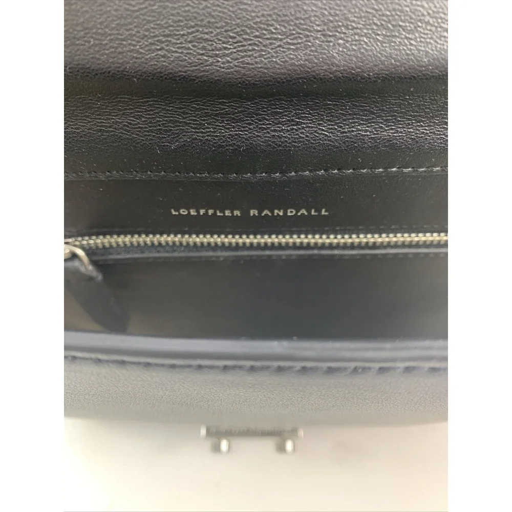 Loeffler Randall Leather Silver Chain Clutch Crossbody Handbag NWT $395 AS IS